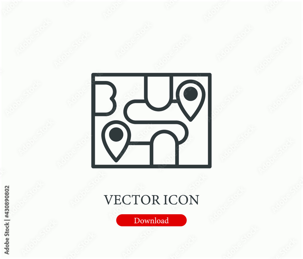 Poster map vector icon. editable stroke. linear style sign for use on web design and mobile apps, logo. sym