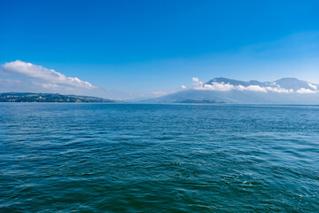 Fototapeta na wymiar View of the lake lucerne - Kastanienbaum, Switzerland