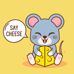cute mouse with a piece of cheese
