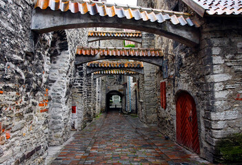 Walk-through yard in old Tallinn, Estonia July 17, 2016