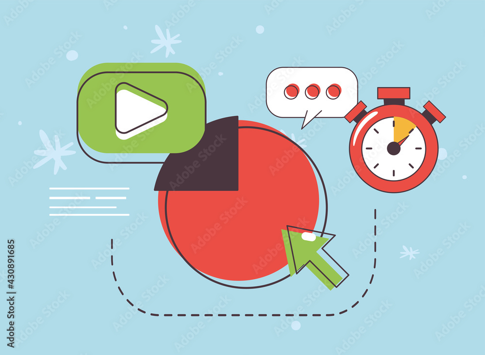 Poster pie chart with play button