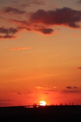 A colorful sunset just outside of Saskatoon, Saskatchewan, Canada