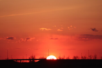 A colorful sunset just outside of Saskatoon, Saskatchewan, Canada