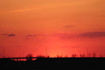 A colorful sunset just outside of Saskatoon, Saskatchewan, Canada