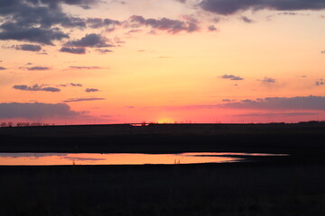 A colorful sunset just outside of Saskatoon, Saskatchewan, Canada