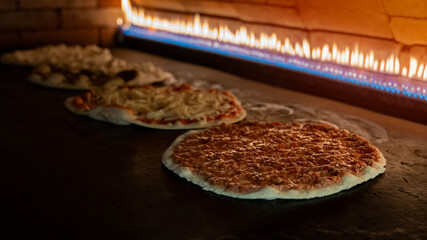 Manakeesh baked in the oven. selective focus