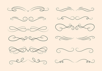 Obraz premium Set of Calligraphic Ornamental Element, decorative frame