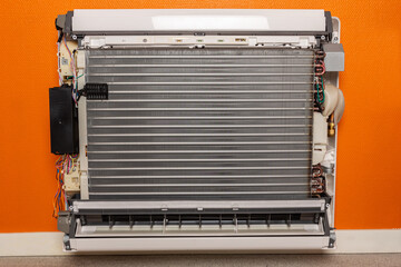Wall mounted air conditioner parts view.