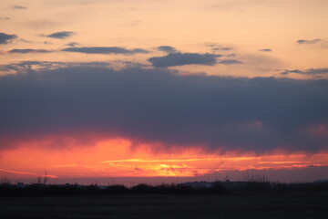 A colorful sunset just outside of Saskatoon, Saskatchewan, Canada