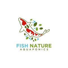 koi fish nature logo design illustration