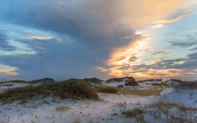 sunset sand dunes in gulf 