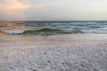 waves along beach white sand