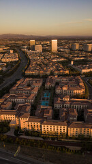 Fototapeta na wymiar Sunset aerial view of the downtown skyline of Irvine, California, USA.