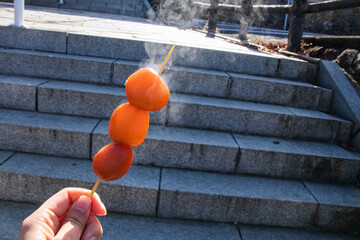 玉こんにゃくから上がる湯気