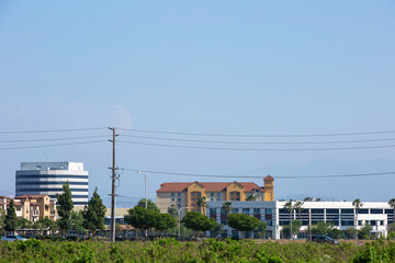 Fototapeta na wymiar Daytime view of the downtown skyline of Ontario, California, USA.