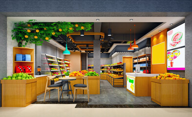 3D RENDER OF SUPERMARKET GROCERY