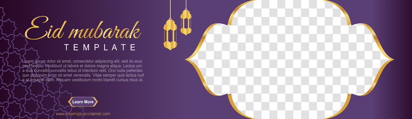 Set of eid mubarak square banner template design with a place for photos. Suitable for social media post. Vector illustration