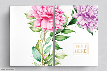 Romantic watercolor peonies wedding card set