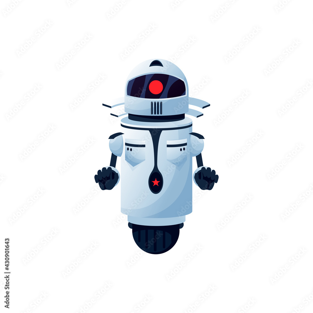 Aufkleber humanoid robot isolated futuristic cyborg on one wheel. vector digital character with big eye on hea