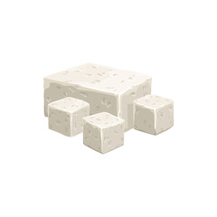 Feta cheese cubes isolated realistic icon. Vector Greek brined curd white cheese made from sheeps milk or milkbean curd food of coagulating soy milk, solid white blocks, vegetarian product of soybeans