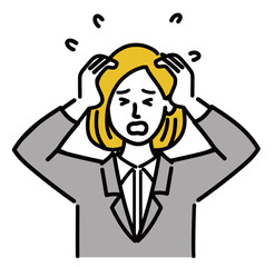 女性　金髪　若い　スーツ　ベクター　ポップ　焦っている
