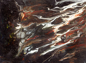 Liquid fluid abstract textured brown and white background