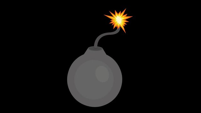 animation of a cartoon bomb with a burning flame