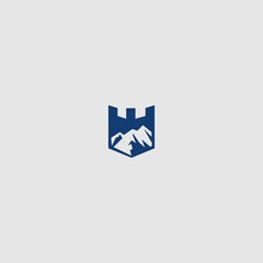 Vector mountain Shields castle  Icon logo