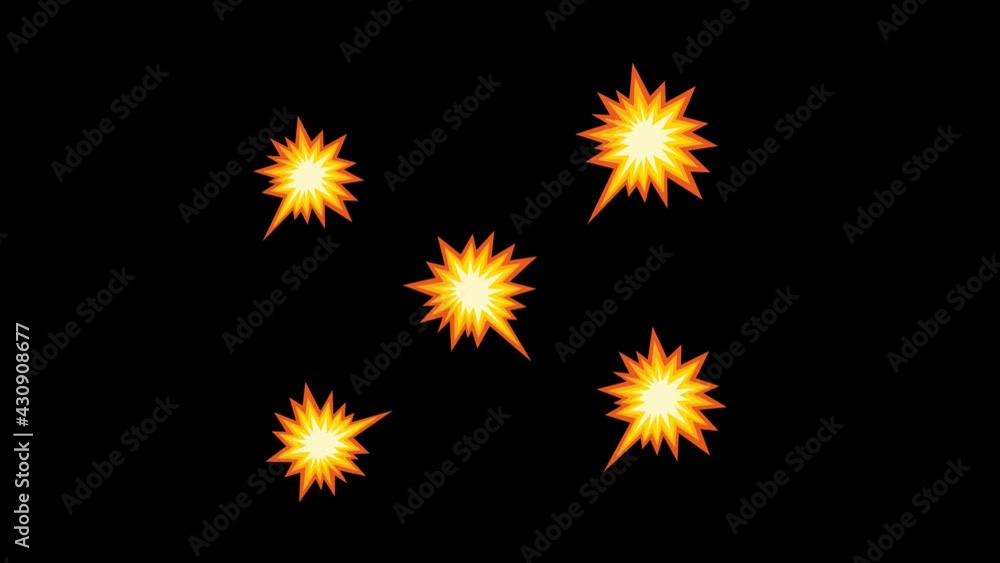 Poster animation of explosions and collisions and a transparent background