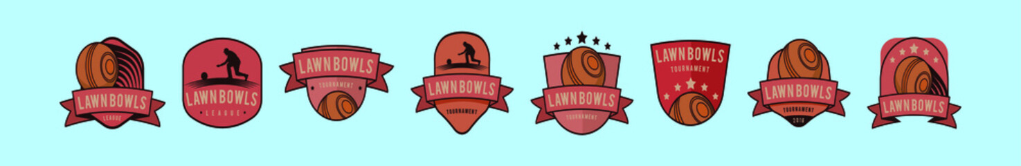 set of lawn bowls cartoon icon design template with various models. vector illustration isolated on blue background