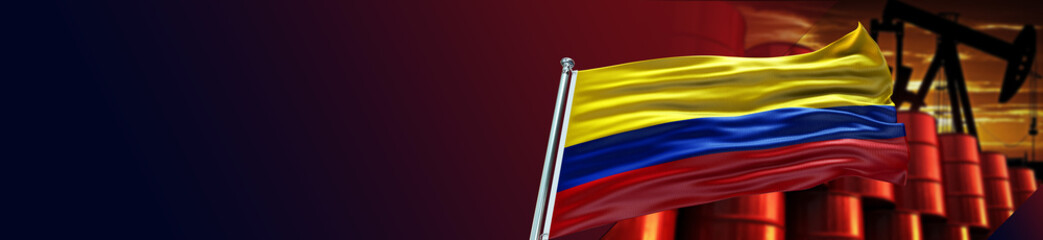 Colombia Flag with Oil Petrol and large Gradient Single Flag 