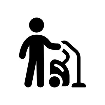 Person Cleaning With A Vacuum Cleaner Icon.