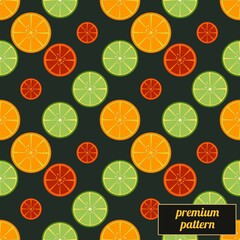 seamless pattern with lemon fruit pattern on black background