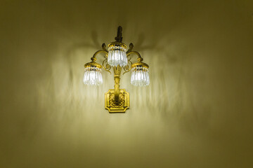 Vintage and elegant interior wall light for luxury home illuminated decoration, low angle