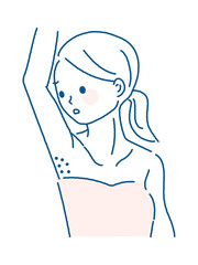 脇のがブツブツする女性イラスト