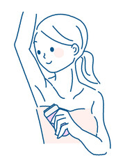 セルフ脱毛器で脇の処理をする女性イラスト