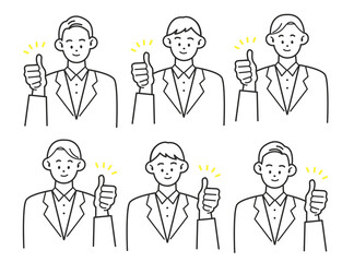 いいねポーズ 男性 パターン素材 色変更可能