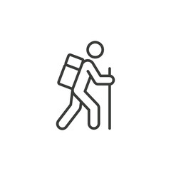 Hiking line icon. Simple outline style. Activity, nature, trekking, walk, adventure concept design element. Vector illustration isolated on white background. EPS 10.