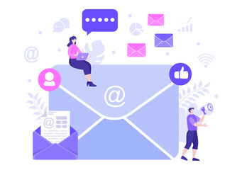 Email Marketing Vector Illustration For Design Digital, Campaign, Web Page, Business Presentation, Or Mobile Social Network