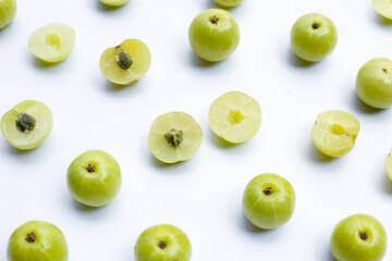 Emblica on a white background. Top view