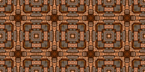 Abstract mosaic seamless pattern of old red bricks and cement.