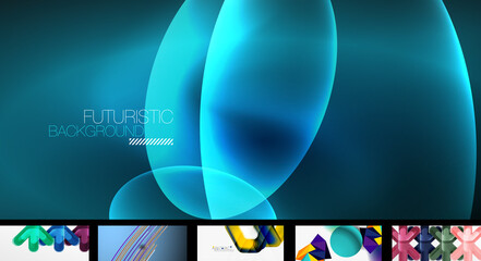 Set of vector geometric posters and backgrounds