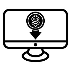 dollar on a computer icon vector