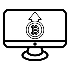 bitcoin on a computer icon vector