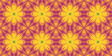 Festive background, abstract pattern, mosaic illustration with kaleidoscope effect, circles, flowers, snowflakes.