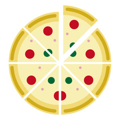 ピザのアイコン風シンプルイラスト