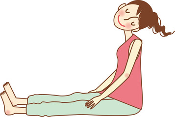 深呼吸をしている女性。