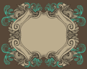 vintage baroque frame with flora ornament
