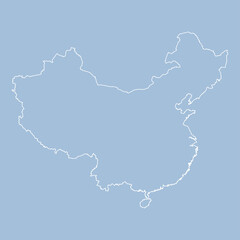 Vector country Asia, outline or border map China