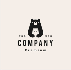bear shop hipster vintage logo vector icon illustration